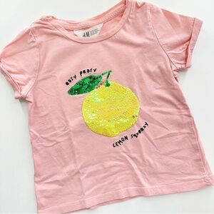H&M Pink Kids T-Shirt with Lemon Design